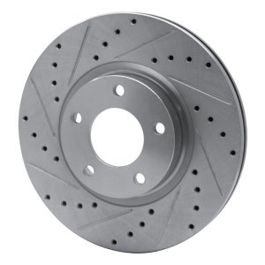 Mazda 3 Brake Rotor (1) - Front Left - R1 Concepts - Drilled & Slotted - Silver - `04-`15